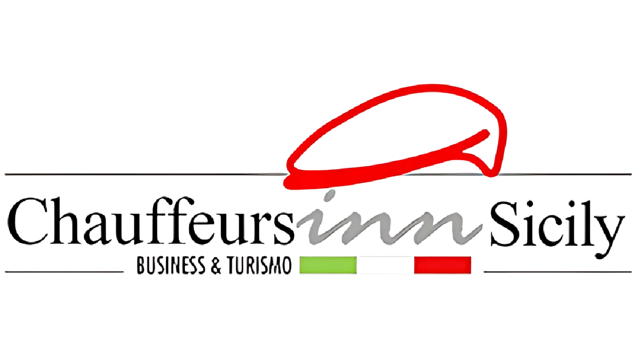 Logo of Chauffeurs in Sicily - Private Driver NCC service for business and tourism, with a stylized red car icon and details in the colors of the Italian flag.